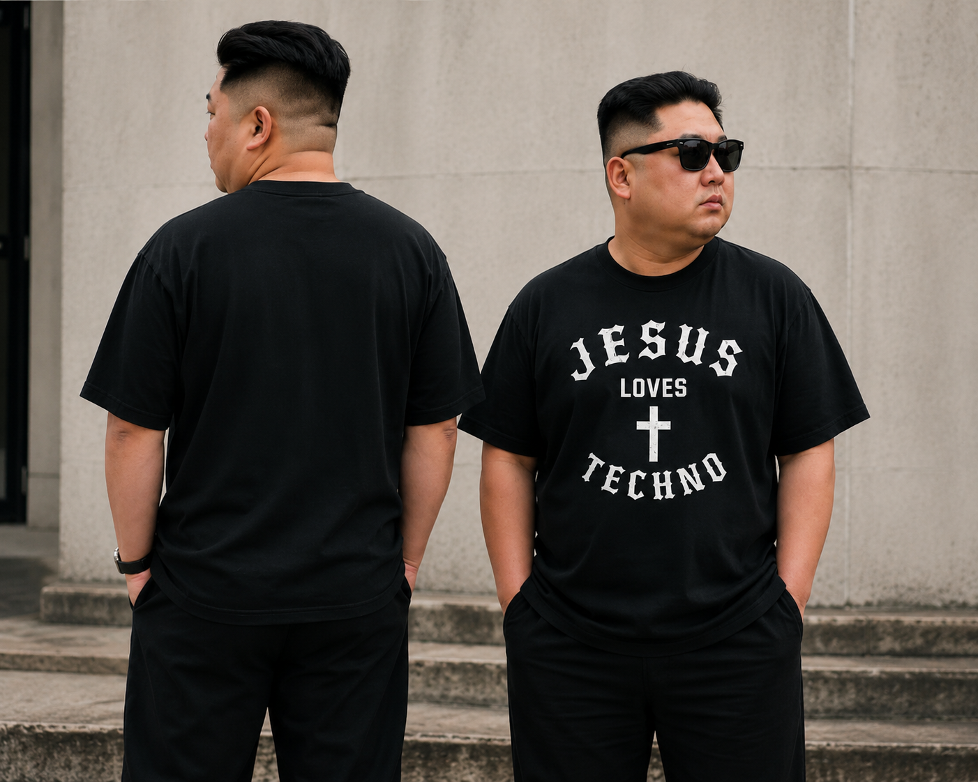 Jesus loves Techno Frontprint TEE